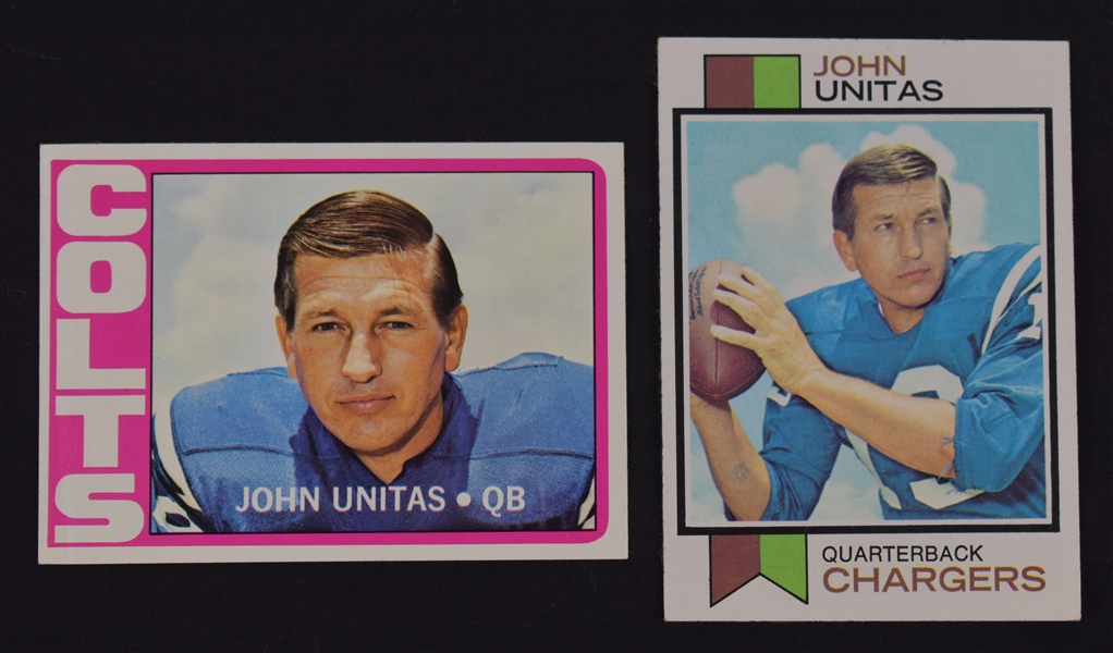 Johnny Unitas 1972 & 1973 Topps Football Cards 