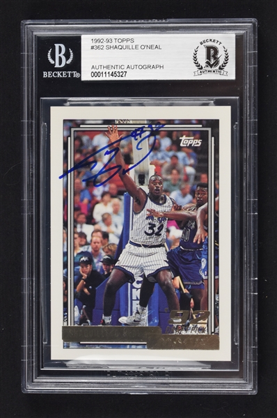 Shaquille ONeal 1992-93 Topps Autographed Rookie Card BAS