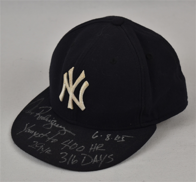 Alex Rodriguez 2005 Record Breaking New York Yankees Game Used HR #400 Hat Worn on June 8th 2005 w/Signed LOA by Alex Rodriguez 