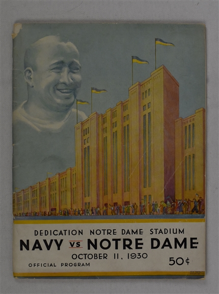 Notre Dame vs. Navy 1930 Dedication to Notre Dame Stadium Program *2nd Game Ever Played*