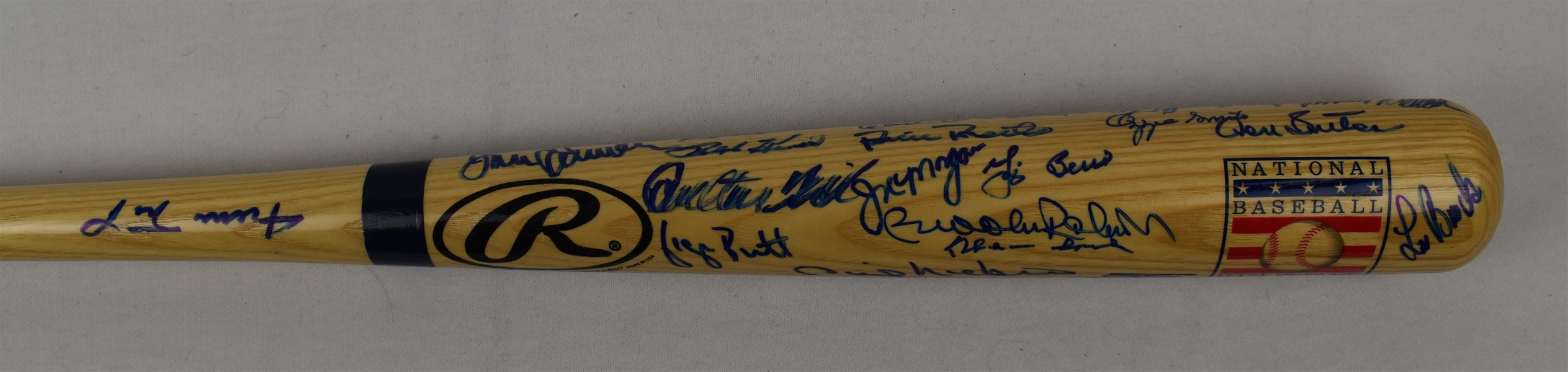 Hall of Fame Autographed Baseball Bat w/  39 Signatures Including Kirby Puckett & Willie Mays w/Puckett Family Provenance