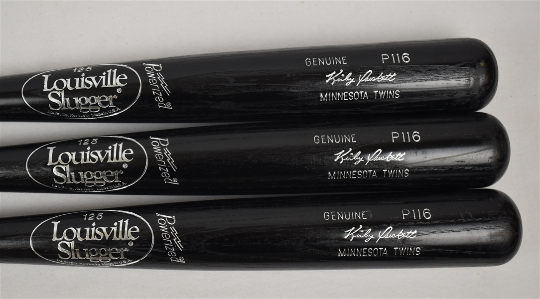 Kirby Puckett Lot of 3 Minnesota Twins P116 Game Issued Baseball Bats w/Puckett Family Provenance