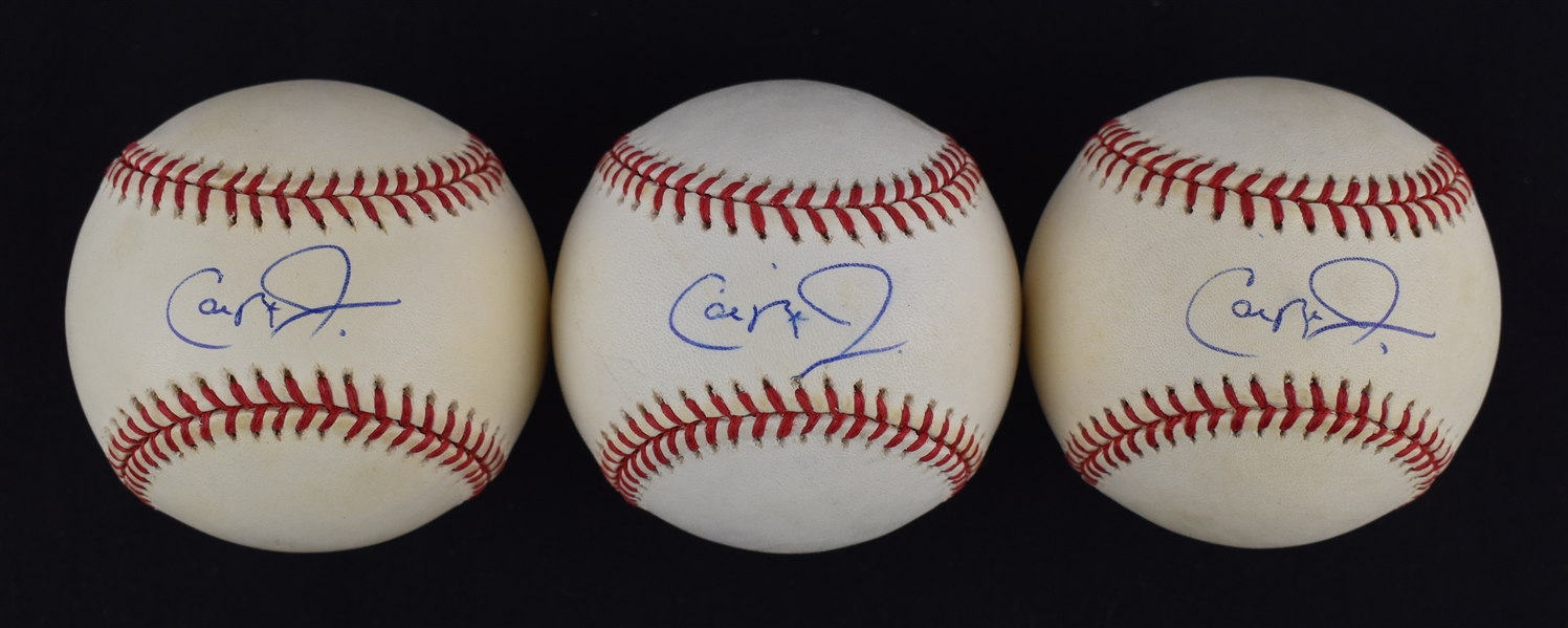 Cal Ripken Jr. Lot of 3 Autographed Baseballs w/Puckett Family Provenance