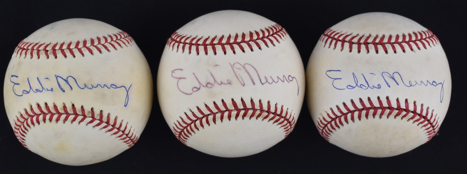 Eddie Murray Lot of 3 Autographed Baseballs w/Puckett Family Provenance