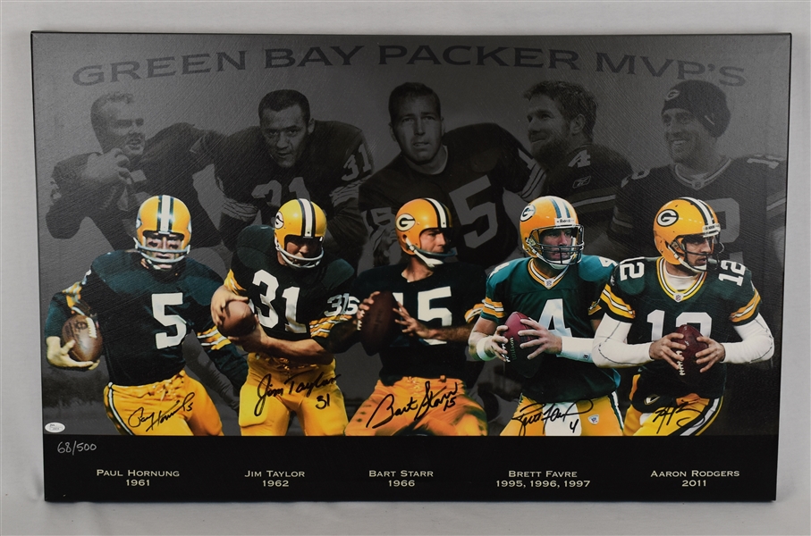 Green Bay Packers 5 Super Bowl MVPs Framed Canvas 