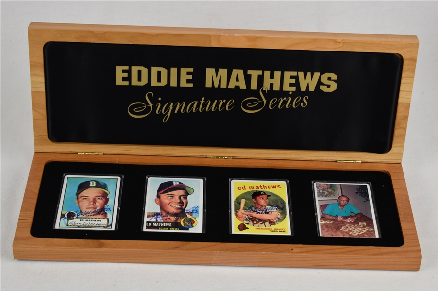 Eddie Mathews Autographed Signature Series Limited Edition Porcelain Card Set