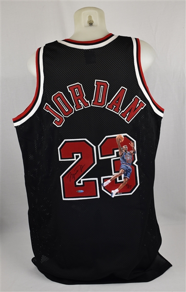 Michael Jordan Autographed Limited Edition Painted Alternate Black Jersey #11/23 UDA