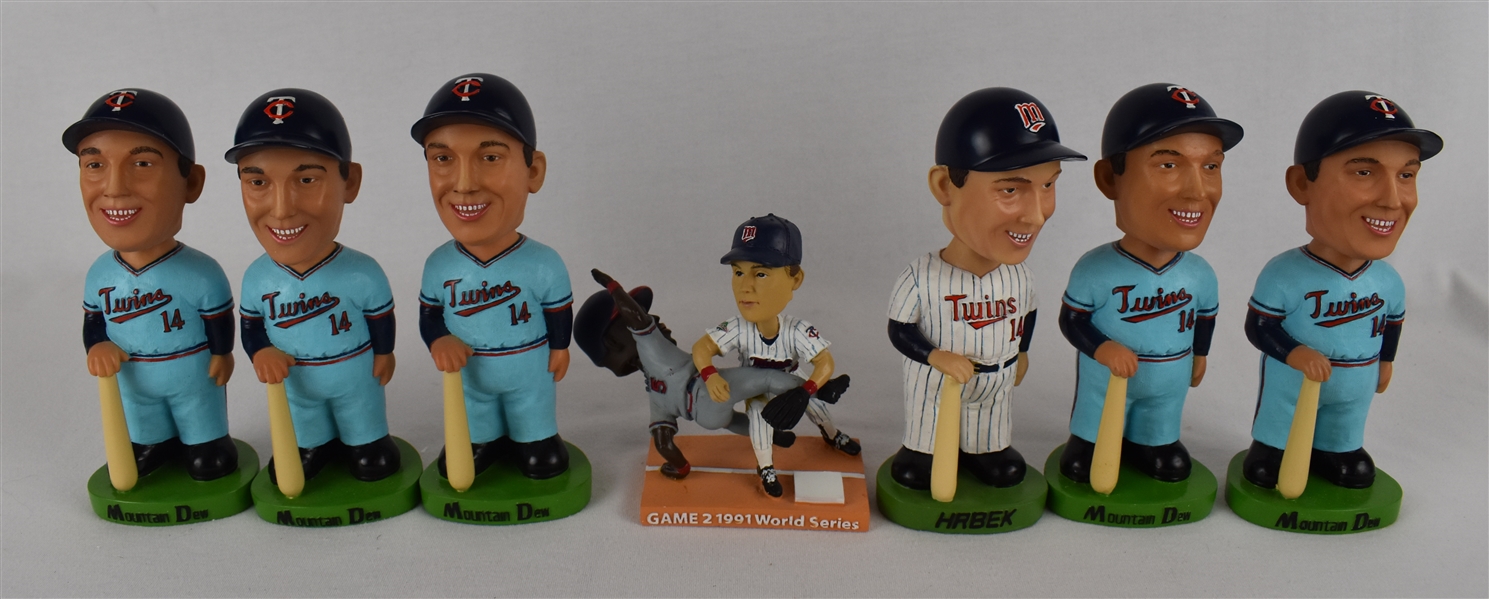 Kent Hrbek Lot of 7 Unsigned Bobbleheads w/Puckett Family Provenance