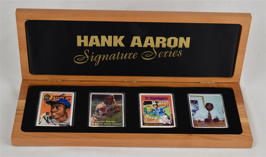 Hank Aaron Autographed Signature Series Limited Edition Porcelain Card Set