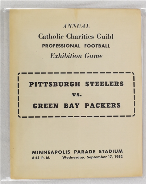 Green Bay Packers vs Pittsburgh Steelers 1952 Program
