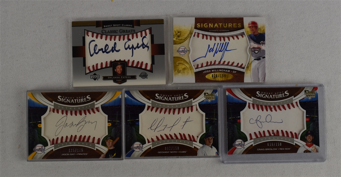 Collection of 5 Autographed Sweet Spot Cards
