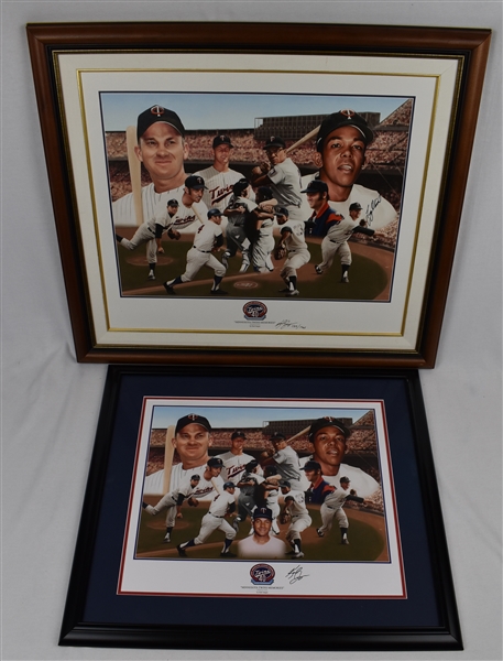 Karl Jaeger Lot of 2 Minnesota Twins Memories 40 Year Anniversary of 1965 Twins Limited Edition Lithographs