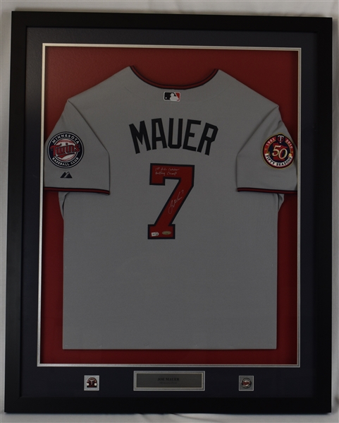Joe Mauer 2011 Minnesota Twins Autographed & Inscribed Framed Jersey