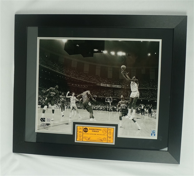 Michael Jordan UNC Final Shot & Ticket Framed Display
