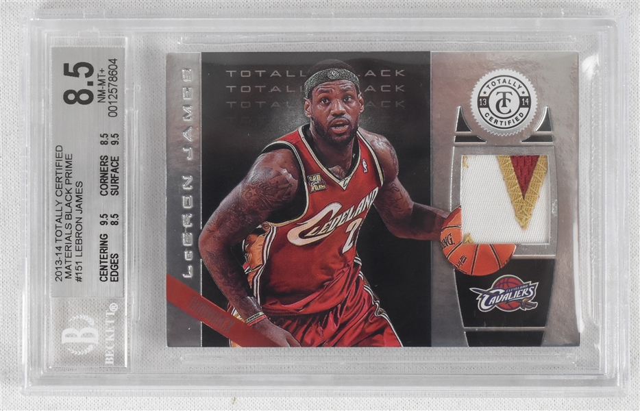 LeBron James 2013-14 Panini Totally Certified 1 of 1 Game Used Jersey Patch Card #151 BGS 8.5 NM-MT+