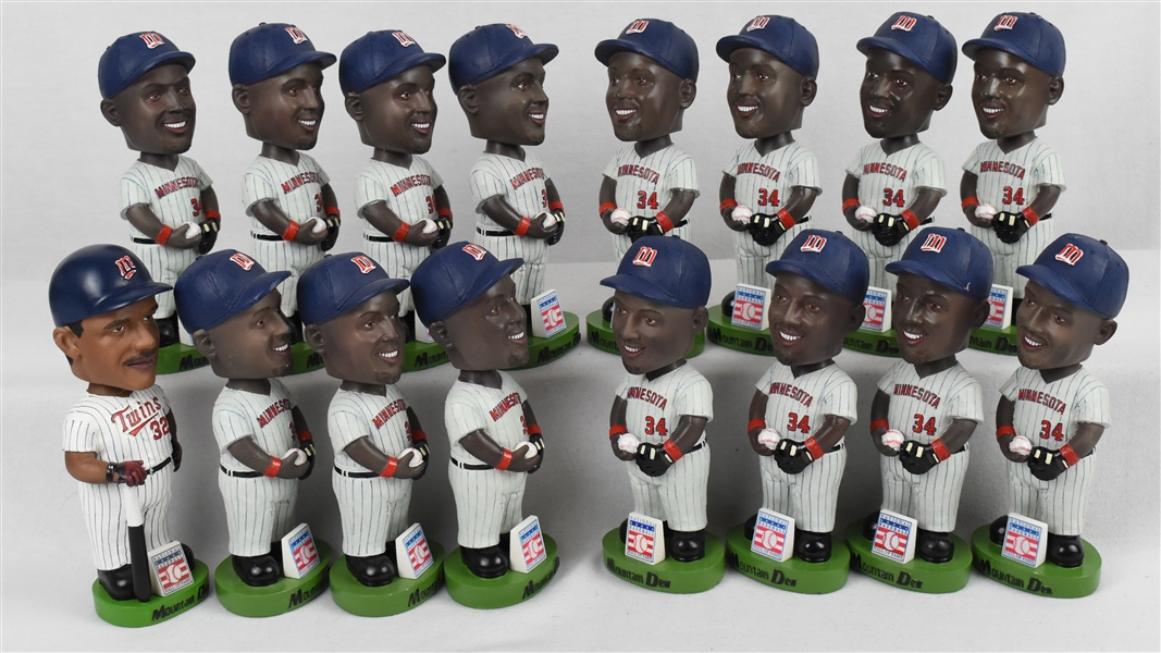 Kirby Puckett Lot of 16 Mountain Dew Hall of Fame Bobbleheads w/Puckett Family Provenance