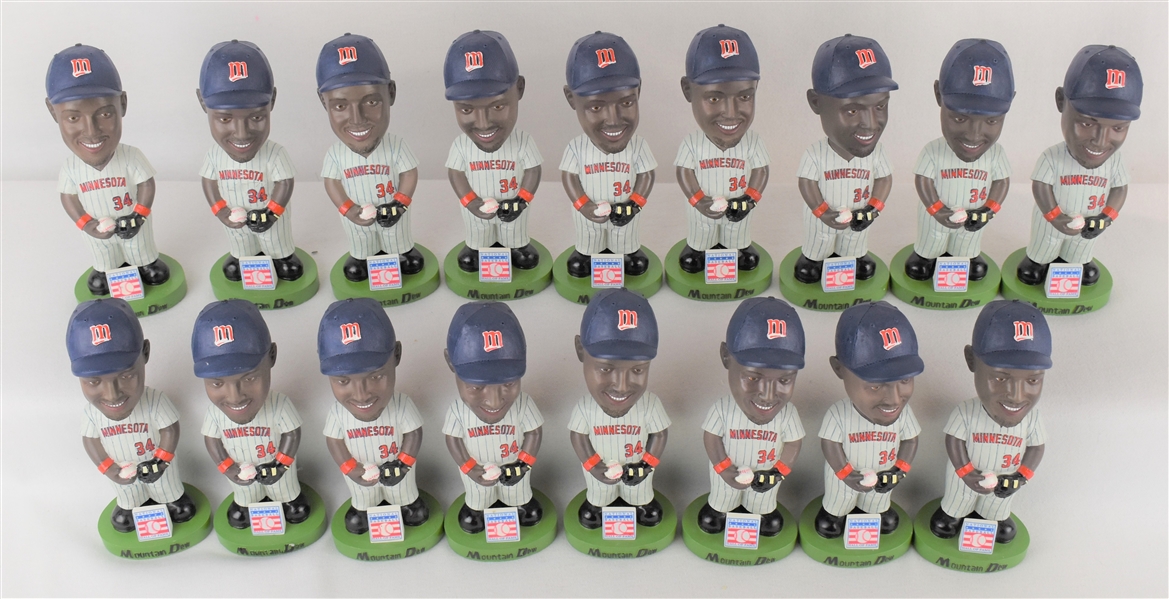 Kirby Puckett Lot of 17 Mountain Dew Hall of Fame Bobbleheads w/Puckett Family Provenance