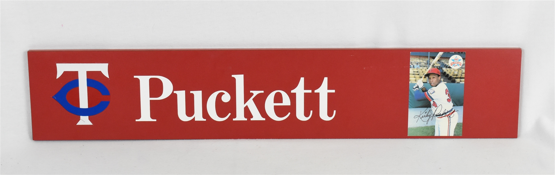 Kirby Puckett Locker Sign w/Puckett Family Provenance