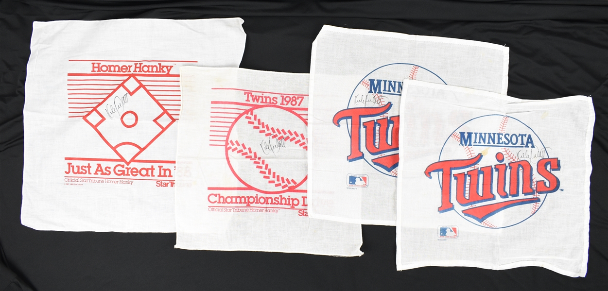 Kirby Puckett Homer Hanky Collection w/4 Signed Hankys & Puckett Family Provenance 