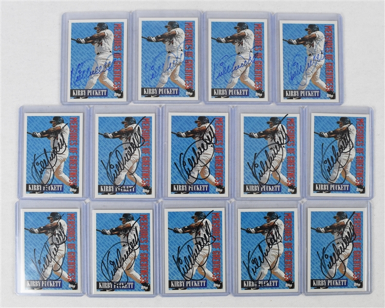 Kirby Puckett Lot of 14 Autographed Cards w/Puckett Family Provenance