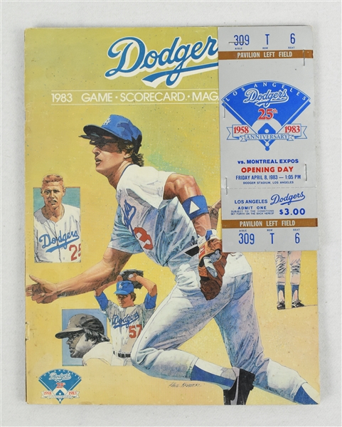 Los Angeles Dodgers 1983 Opening Day Program & Ticket