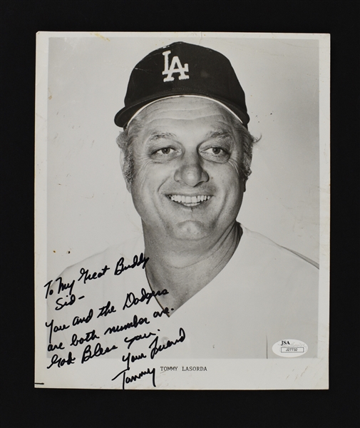 Tommy Lasorda Autographed & Inscribed Photo to Sid Hartman