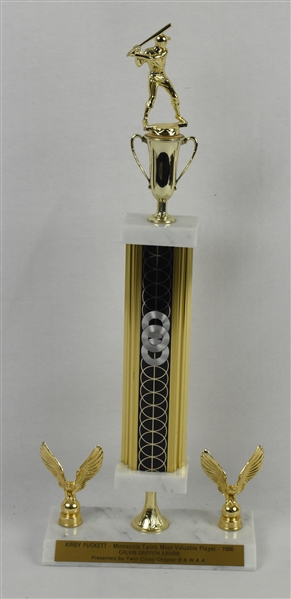Kirby Pucketts 1986 Minnesota Twins MVP Award w/Puckett Family Provenance