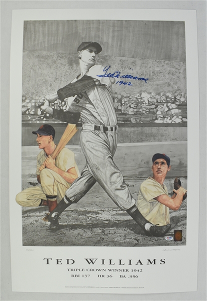 Ted Williams Autographed 1942 Triple Crown Lithograph #116/521 PSA/DNA