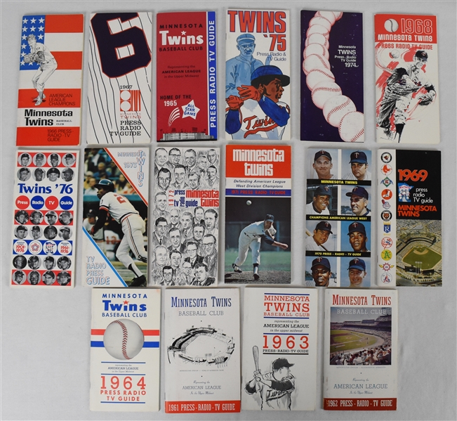 Collection of 16 Minnesota Twins 1961-76 Media Guides