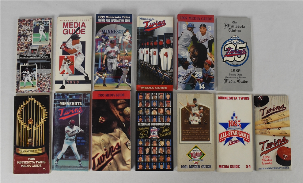 Collection of 13 Minnesota Twins 1981-2000 Media Guides
