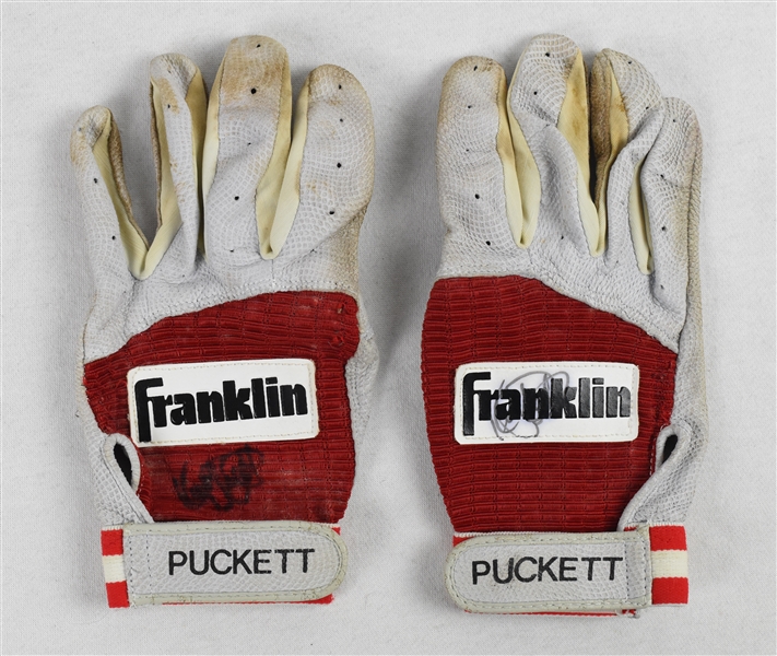 Kirby Puckett Game Used & Autographed Batting Gloves