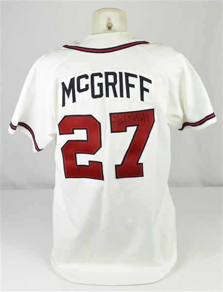 Fred McGriff 1996 Atlanta Braves Game Used & Autographed Jersey w/Dave Miedema & Grey Flannel LOAs