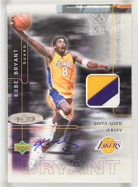 Kobe Bryant 2001 Autographed Limited Edition Game Used Jersey Patch Card Kobes Jersey Number #8/150 UDA 1 of 1 