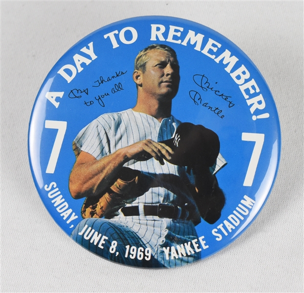 Mickey Mantle Day Pinback Button