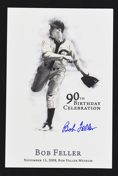 Bob Feller Autographed 90th Birthday Card