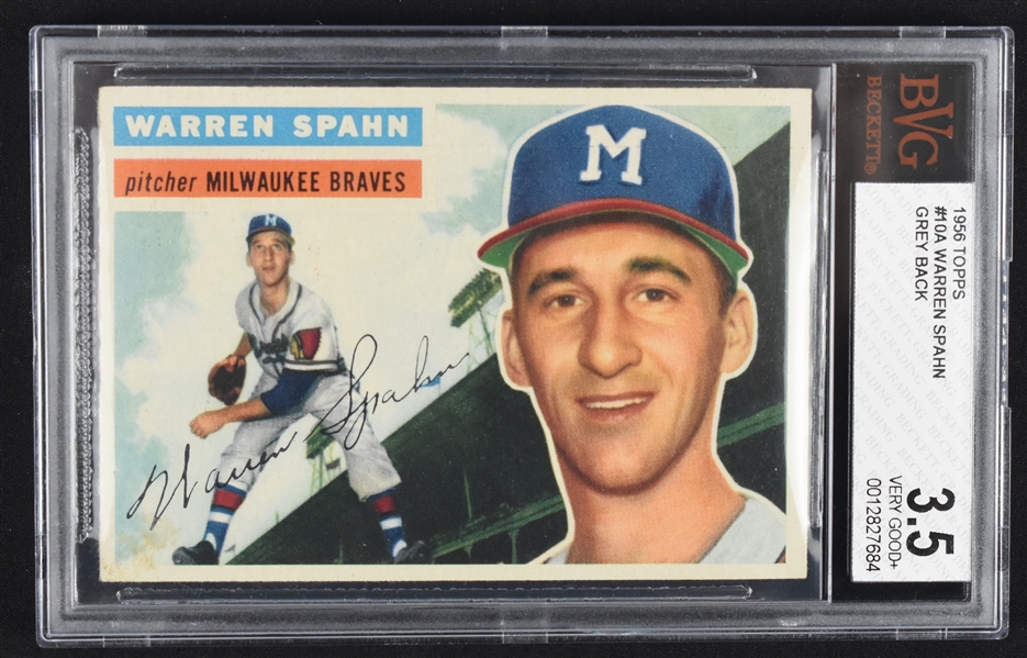 Warren Spahn 1956 Topps #10 Baseball Card BGS 3.5 VG+