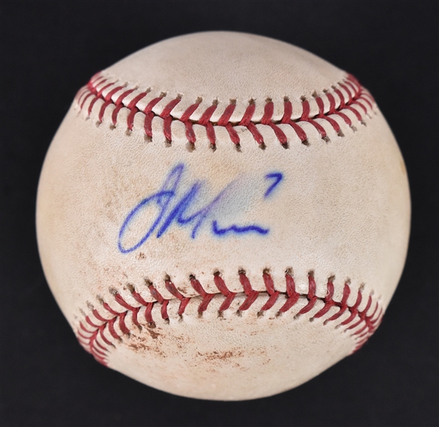 Joe Mauer 2008 Autographed Game Used Baseball  
