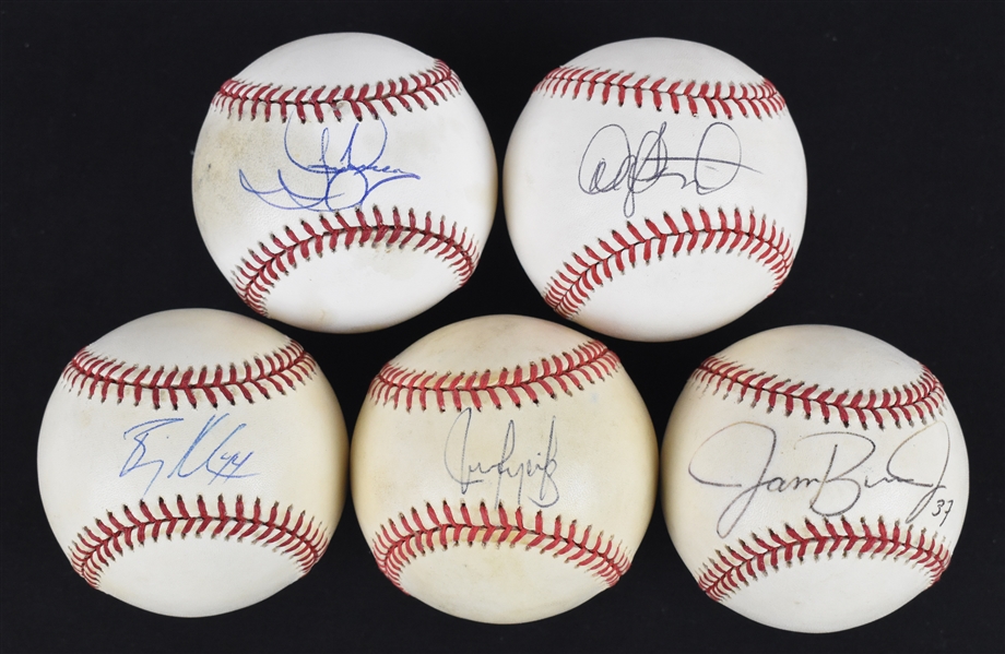 Collection of 5 Autographed Baseballs w/Juan Gonzalez w/Puckett Family Provenance