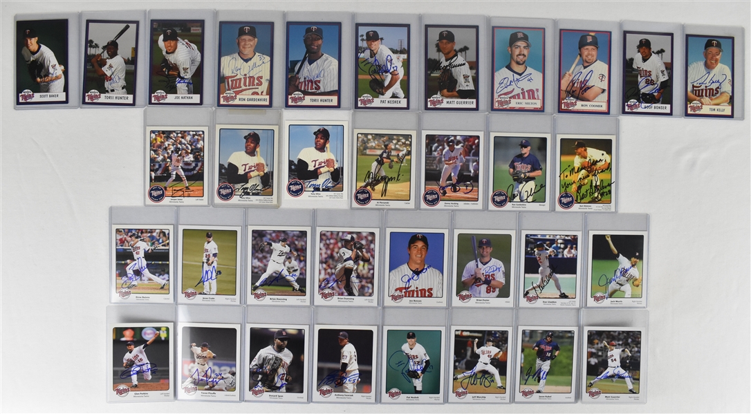 Minnesota Twins Collection of 34 Autographed 4x5 Cards  