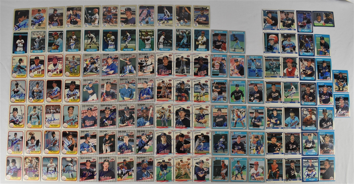 Minnesota Twins Collection of 124 Autographed 1981-89 Fleer Cards  