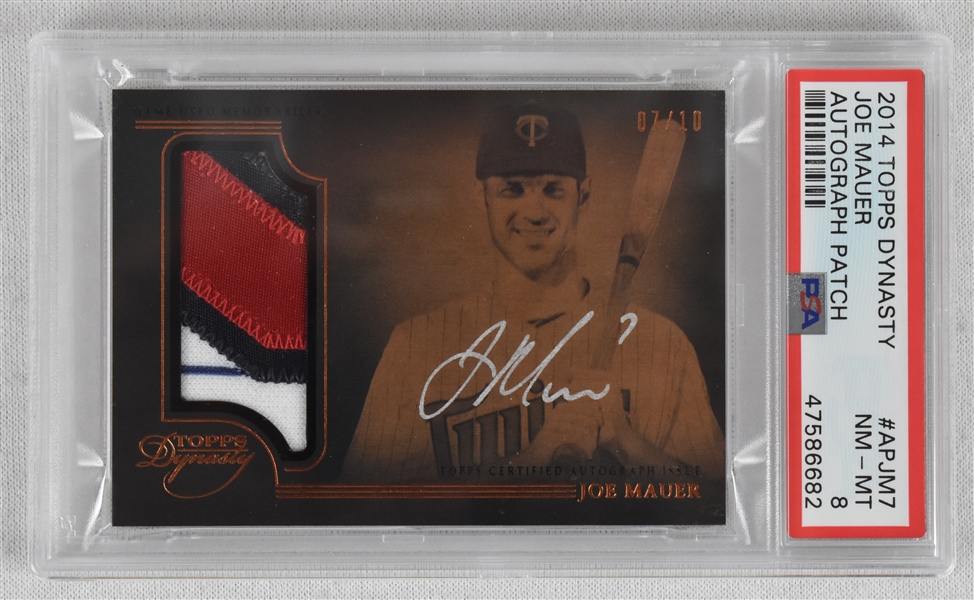Joe Mauer 2016 Topps Dynasty Autographed Patch Card #7/10 (Mauers Jersey Number) PSA 8 NM-MT