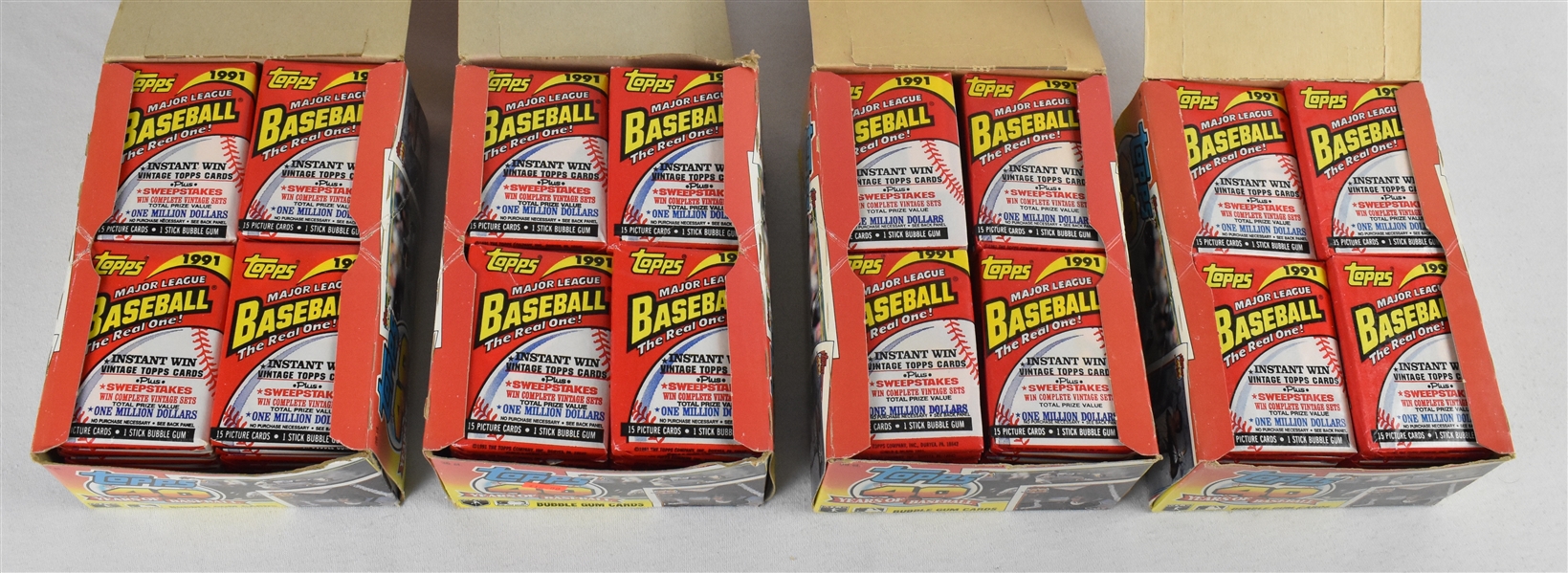Lot of 4 Topps 1991 Unopened Boxes of Wax Packs