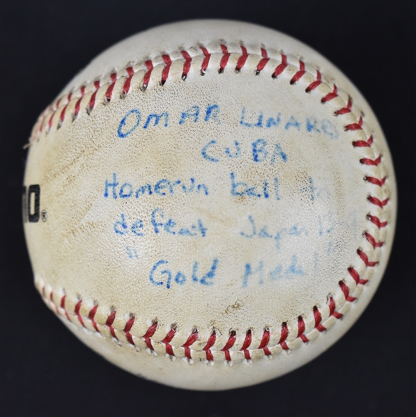Omar Linares Game Used 1996 HR Baseball to Win Gold Medal