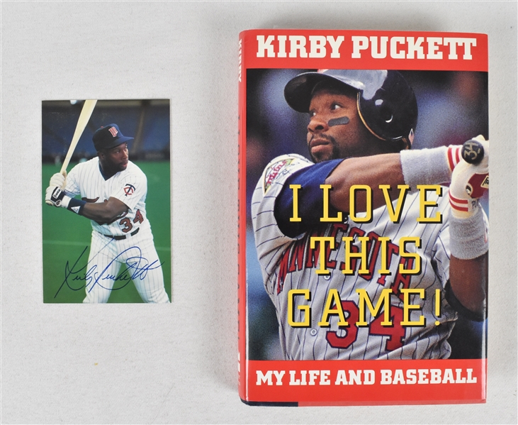 Kirby Puckett Autographed "I Love This Game" Book w/Postcard