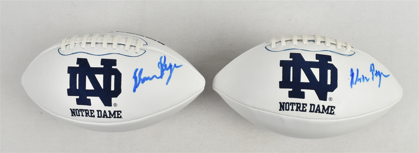 Alan Page Lot of 2 Autographed Notre Dame Footballs
