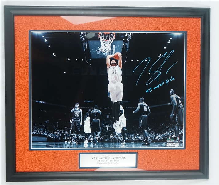 Karl-Anthony Towns Autographed & Inscribed Framed Photo