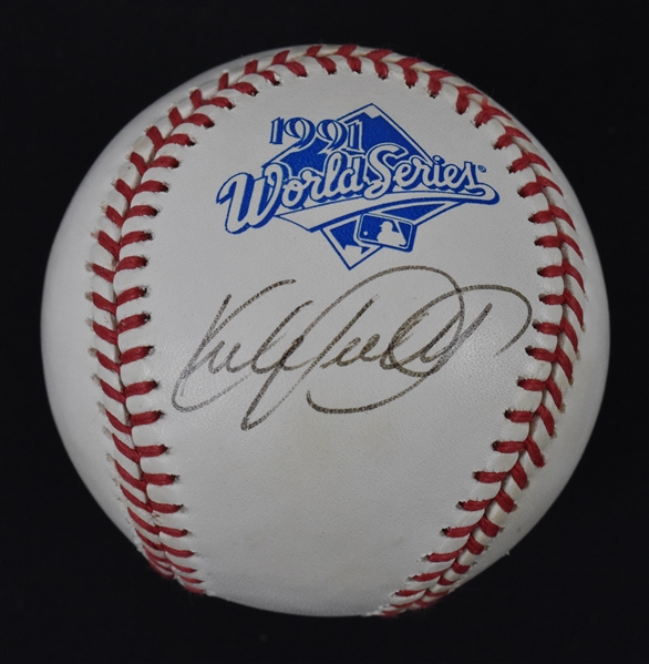 Kirby Puckett Autographed 1991 World Series Baseball Signed on Side Panel