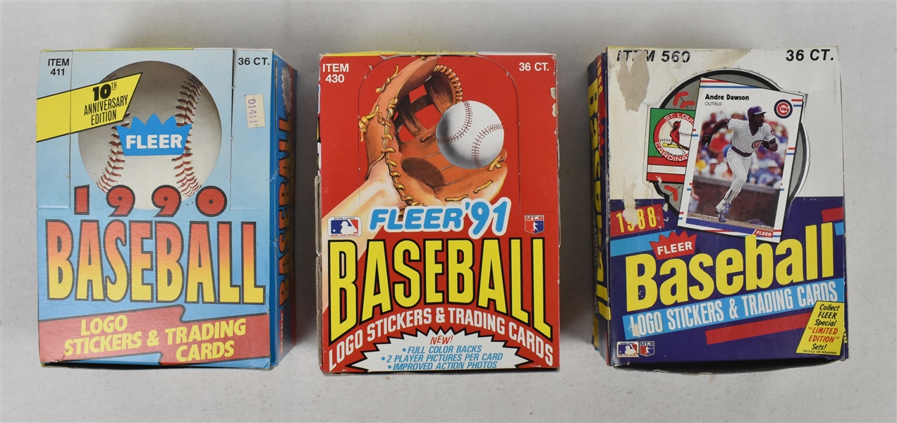 MLB Lot of 3 Unopened Boxes of Fleer Baseball Cards