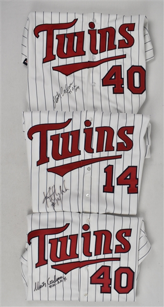 Kent Hrbek & Marty Cordova Lot of 3 Autographed Authentic Minnesota Twins Jerseys