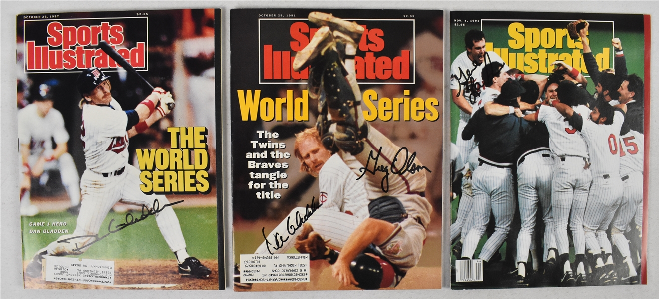 Minnesota Twins Lot of 3 Autographed 1987 & 1991 Sports Illustrated Magazines